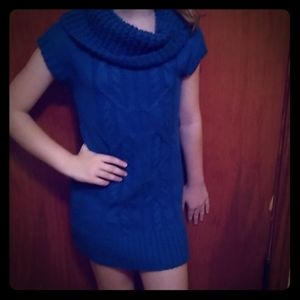 Blue sweater dress (knitted)